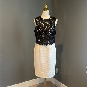 Elegant Black and White Sleeveless Dress